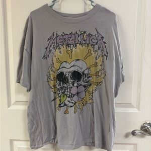 American Eagle Outfitters Metallica Gray Short Sleeve